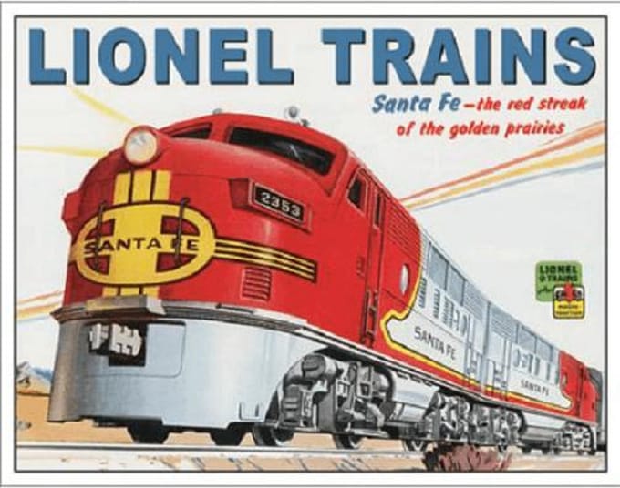 Wandbord - Lionel trains sante fe -30x40-