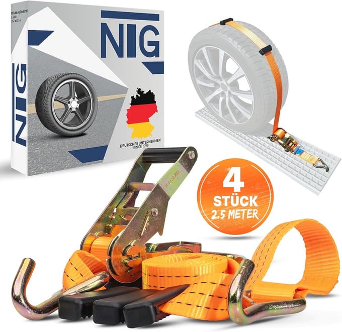 Set van 4 lashing straps voor autotransport - 35 mm