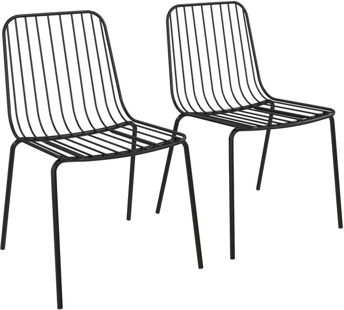 Caden-Stoel - Zwart Metaal - Set van 2