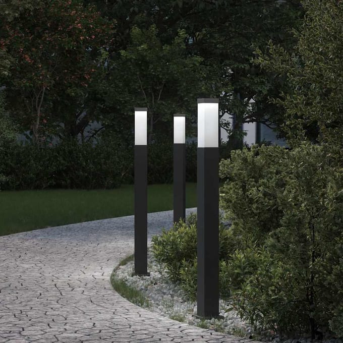 vidaXL Bolderverlichting 3 stuks 80 cm Zwart IP44