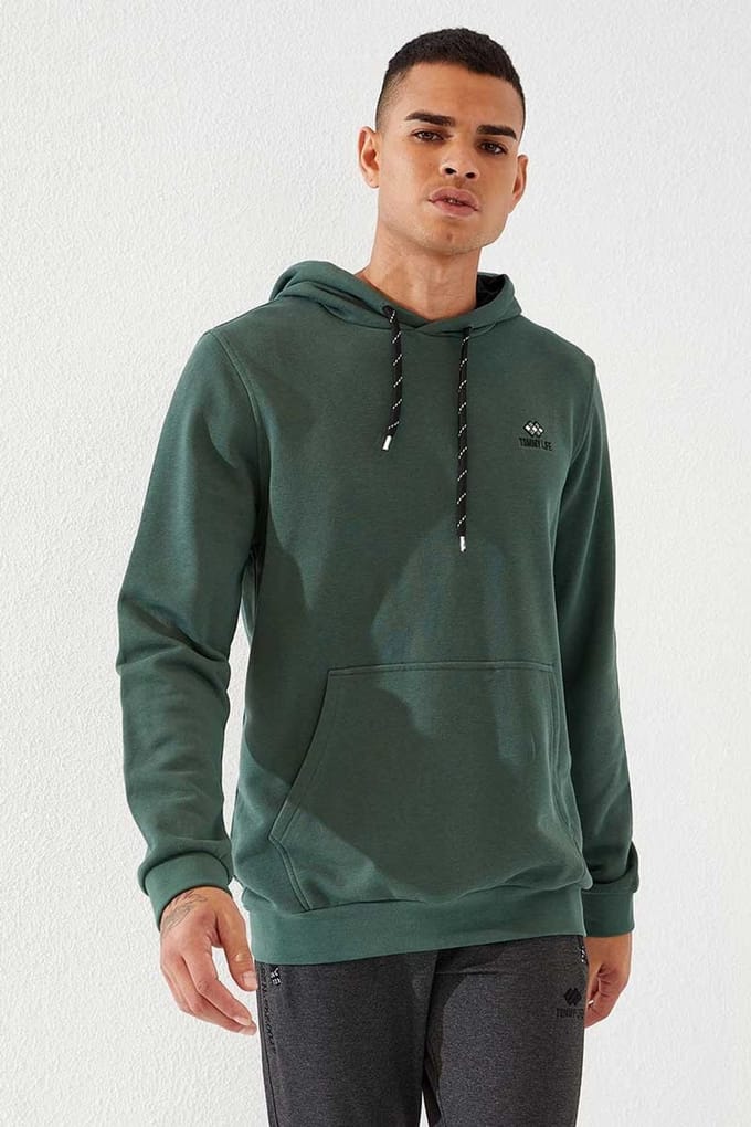 Heren Effen Hooded Sweatshirt Met Zak