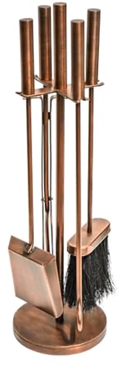 Ronde Koper Vuurset - Vintage Fireside Companion Set