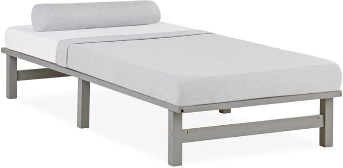 Homestyle4u Palletbed - 90x200 cm - Houten bed - Grijs