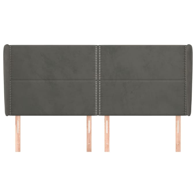 vidaXL - Hoofdbord - met - randen - 183x23x118/128 - cm - fluweel - donkergrijs