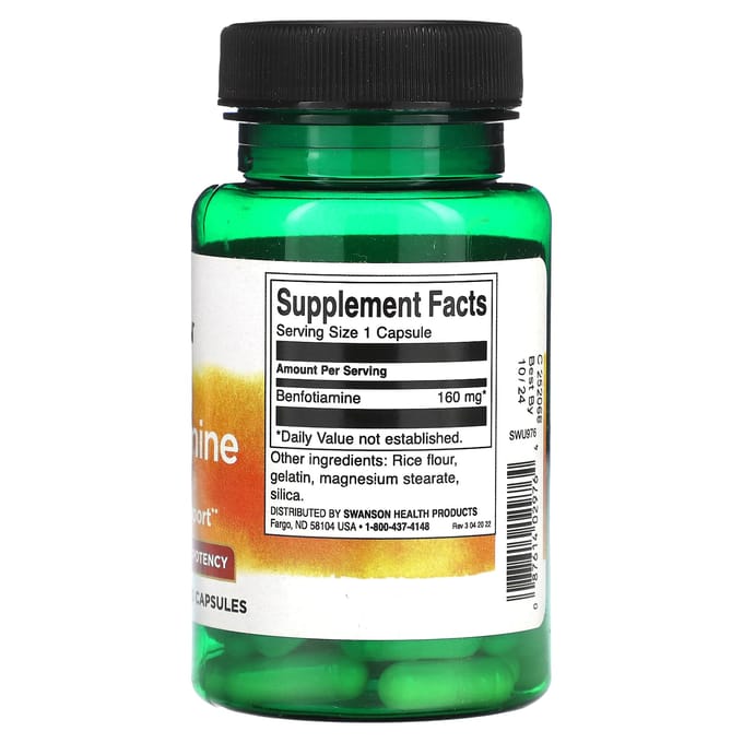 Benfotiamine, hoge dosering, 160 mg, 60 capsules