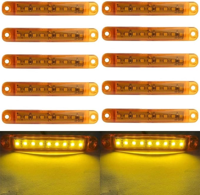 10 Stuks Auto Zijmarkerlichten met 9 SMD LED 12V Geel