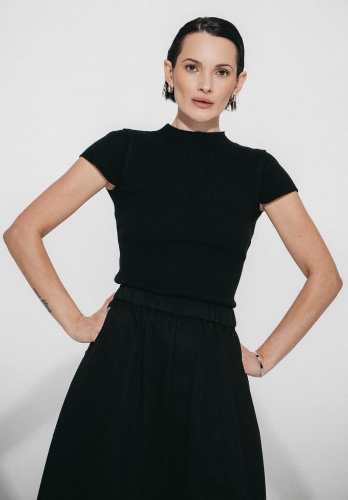Rina rib knit top | Black - Black / S