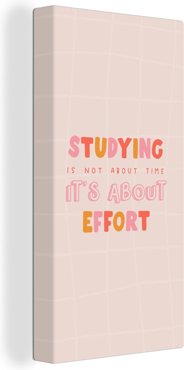 Canvas Schilderij Studeren - Tijd - Onderwijs - Quotes - 40x80 cm - Wanddecoratie