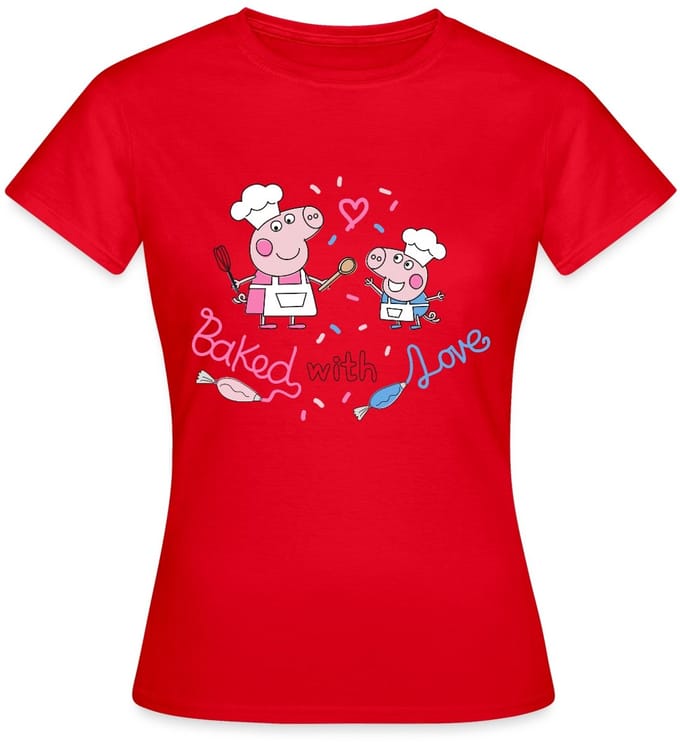 Peppa Pig Design Baked With Love T-Shirt Dames