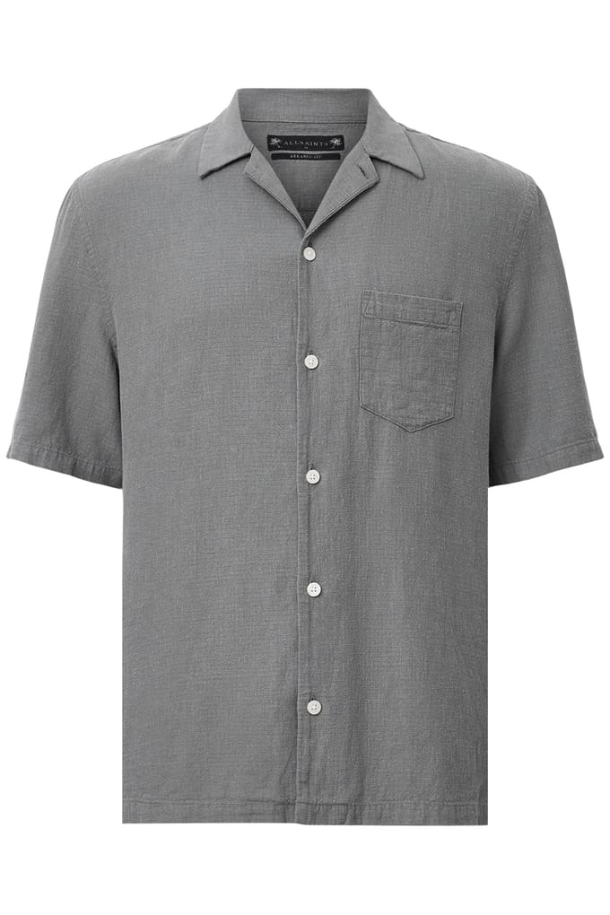AllSaints Veda Ss Shirt Pillar Grey Maat: L | Casual Overhemden Outlet | Heren | Grijs