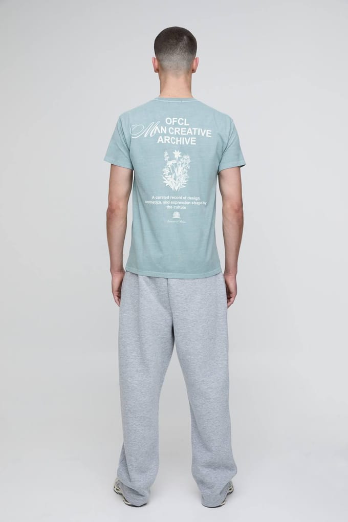 Gewassen Salie Regular Creative Archive Print T-shirt | Sage | Size Medium