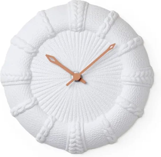 Lemnos Wandklok White Ceramic Trace Face Bruin