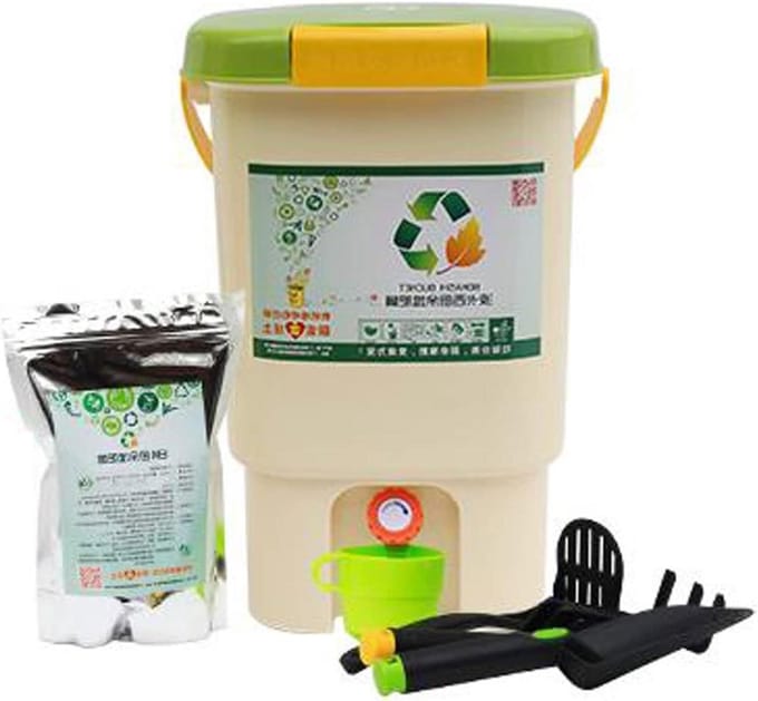 Compostbak Keuken - Binnen Composter - Voedselafval Verwerken - Minimale Geur - 20 Liter - Beige