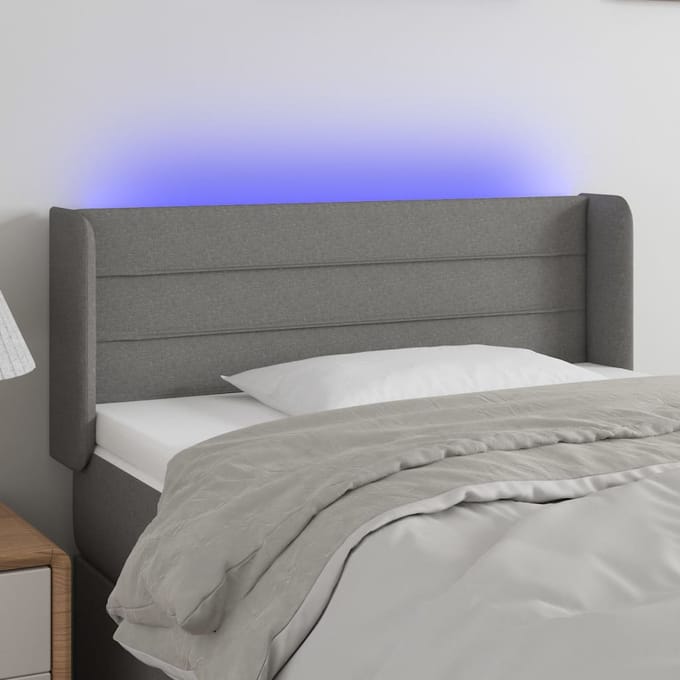 vidaXL - Hoofdbord - LED - 103x16x78/88 - cm - stof - donkergrijs