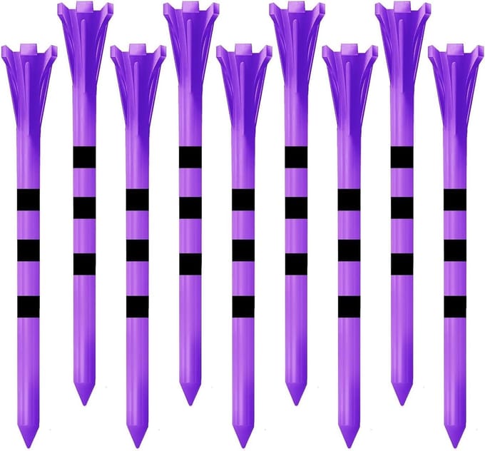Golf Tees Plastic - Golf Accessoires - Golfen op de Baan - Onbreekbaar Ontwerp - 83mm 30 Stuks - Paars Zwart