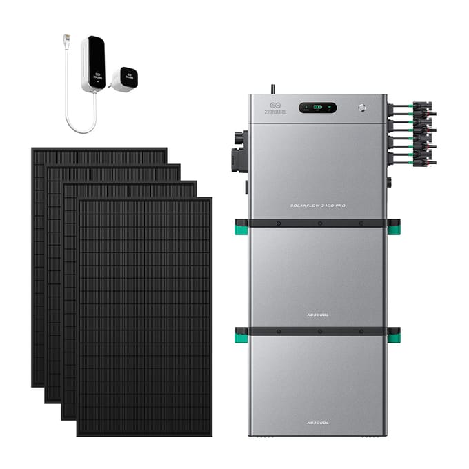 Zendure SolarFlow 2400 Pro - SolarFlow 2400 Pro & Slimme Meter P1 / 2*AB3000L (5.76 kWh) / 4*450W Bifacial Panel  (2340Wp Max)