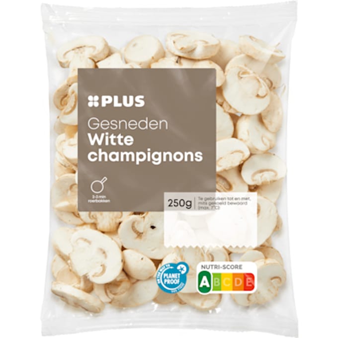 Witte champignons gesneden