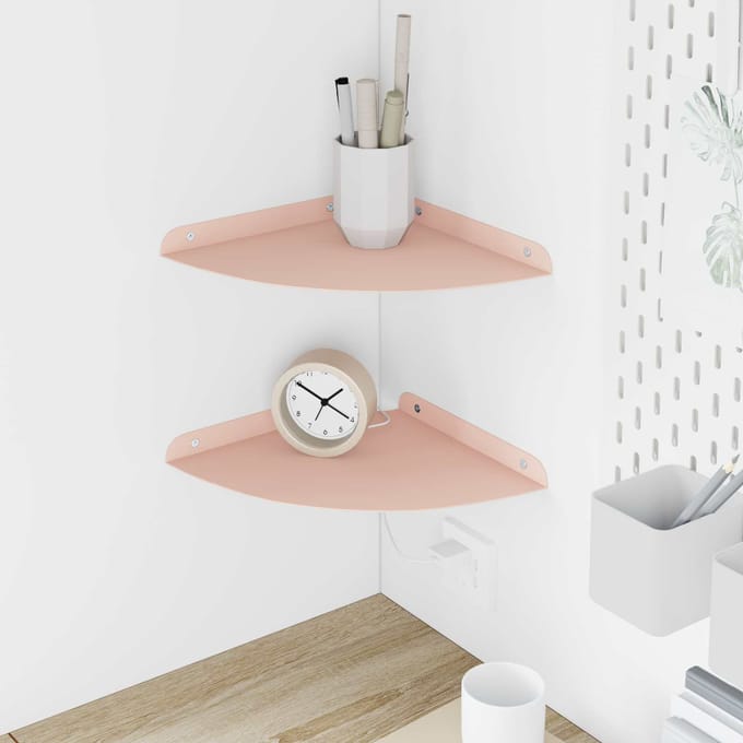 vidaXL - Hoek - Plank - 2 - st - Roze - 24 - x - 24 - x - 2 - cm