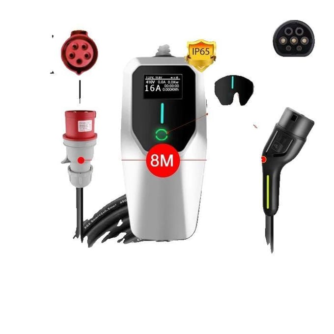Chargeur EV Portable, Compatibilité Type 2, Étanche IP65, Courant Ajustable de 6A à 32A, SY Plus 11KW 8M