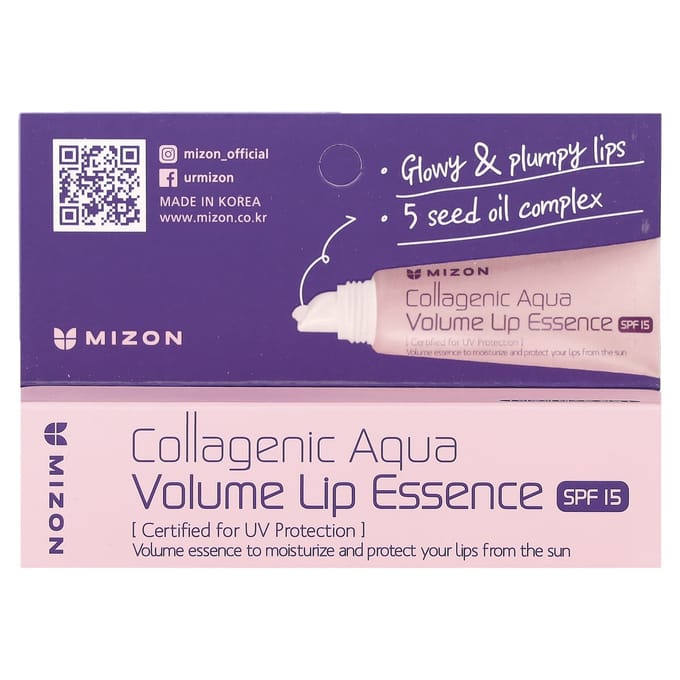 Mizon, Essence pour les lèvres au collagène Aqua Volume, FPS 15, 0,33 fl oz (10 ml) white