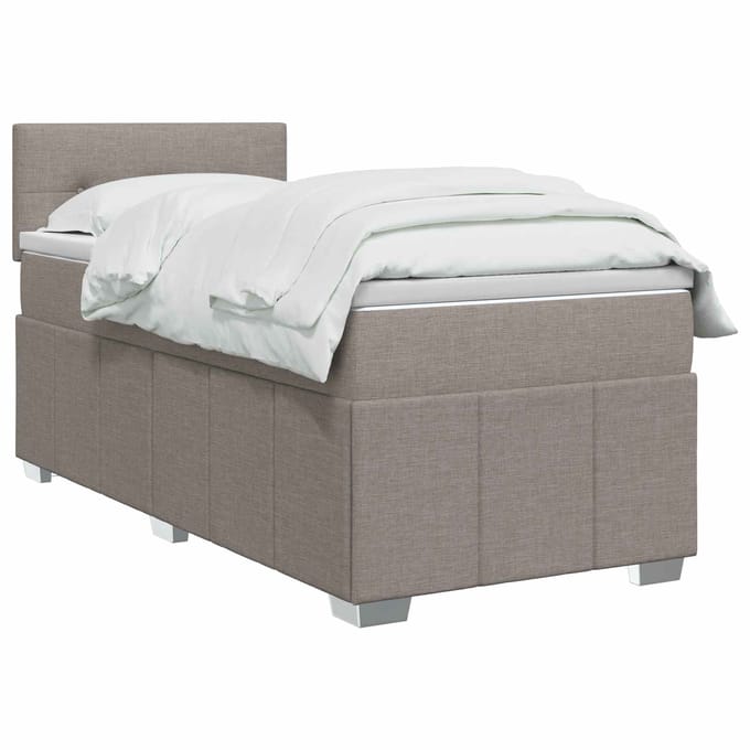 vidaXL - Boxspringbed - met - matras - met - hoofdeinde - Taupe - 100 - x - 200 - cm - Stof