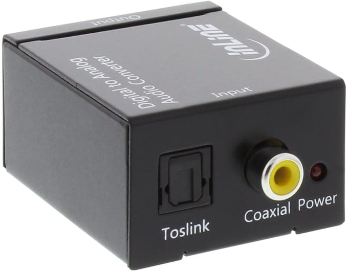 InLine® Audio DA converter, ingang Toslink of Cinch, uitgang 2x Cinch stereo