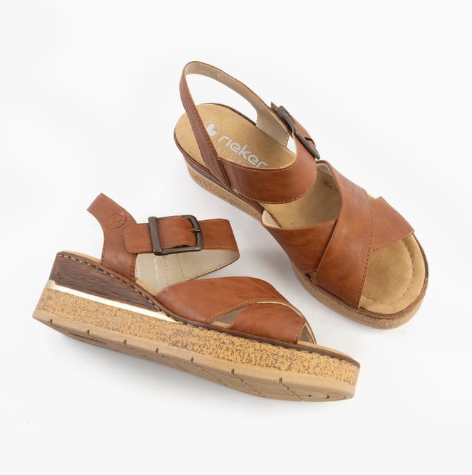 Rieker Sandalen Hak Sandalen Hak - Cognac - Maat 37