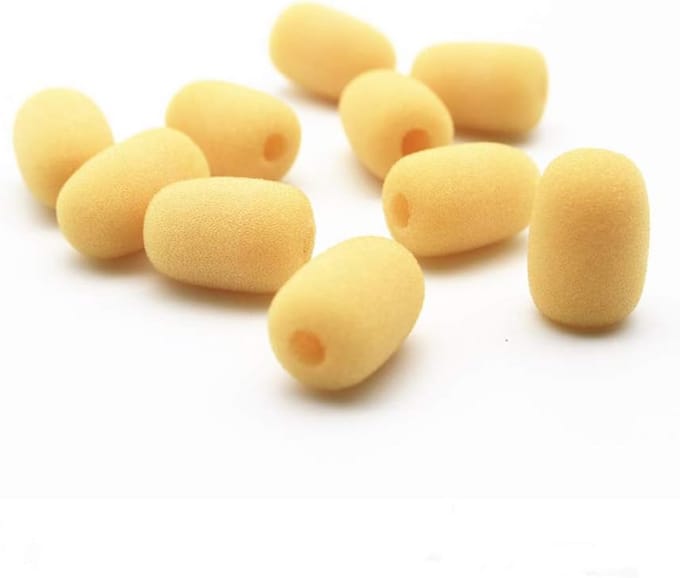 Schuimstof Covers Voorruit voor Hoofdtelefoon met Microfoon - 5 mm Interne Cirkelvormige Opening, Flexibele Pasvorm voor Oorhaak Hoofdtelefoons - Pack van 10