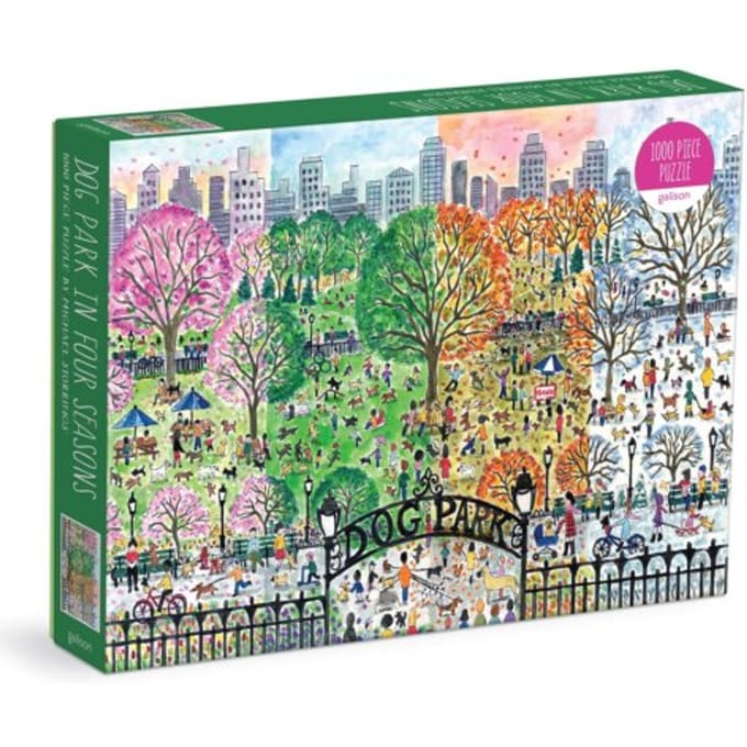 Michael Storrings Dog Park In Four Seasons 1000 Piece Puzzle - Galison
