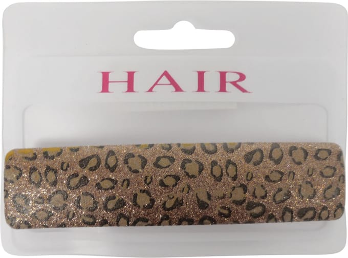 Haarspeld 9.0cm Panterprint met Glitter - Goud/Bruin