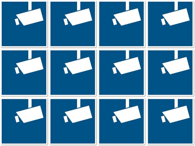 Bewakingscamera Stickers Ø 2,5 cm - 12 Stuks - GDPR/AVG Conformiteit