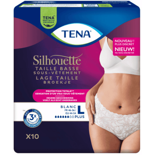 Tena Silhouette Plus Wit - Lage taille Large - 12 pakken van 10 stuks