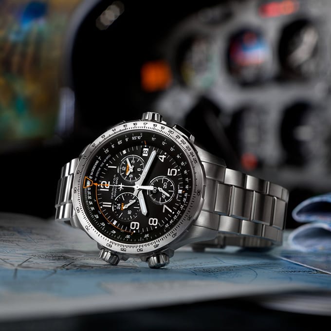 Hamilton H77912135 Khaki X-Wind GMT Chronograaf zilver