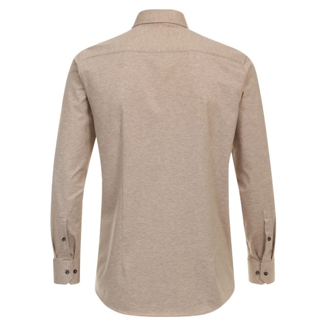 VENTI modern fit overhemd - jersey - beige - Strijkvrij - Boordmaat: 46