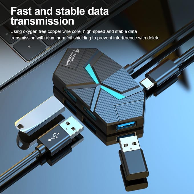 4-in-1 USB 3.0-hub 4-poorts/7-poorts multisplitteradapter USB-dockingstation Hoge snelheid voor laptop-pc