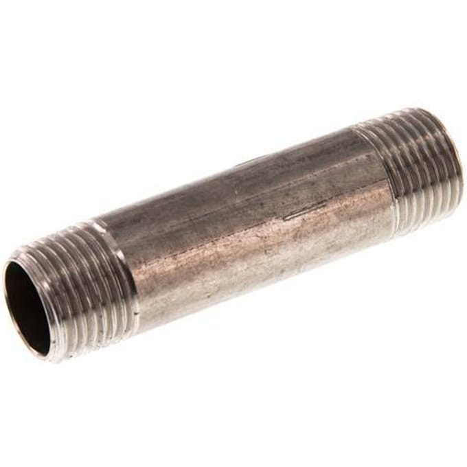 R 1/2'' RVS Dubbele Pijpnippel 20 Bar DIN 2982 - 80mm