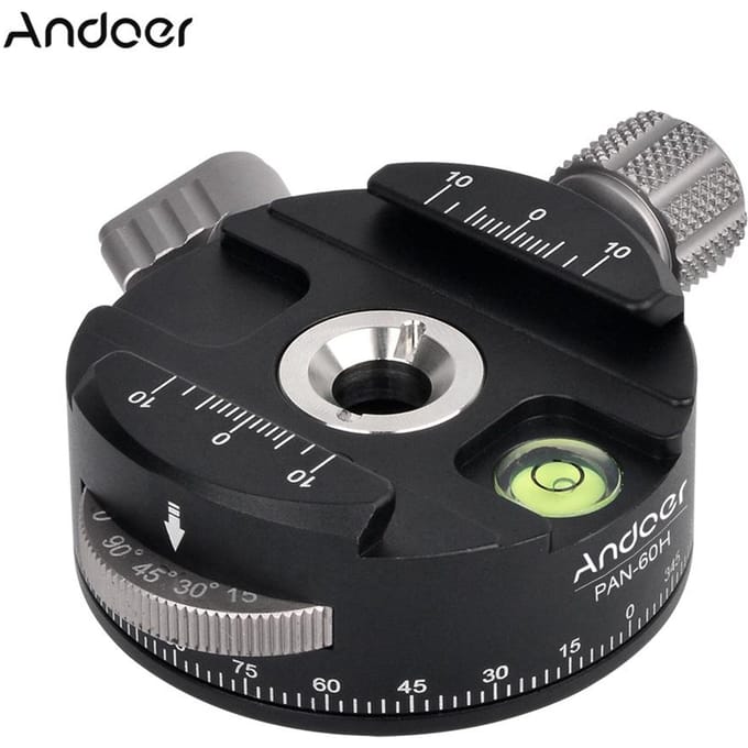 PAN-60H Panoramische kogelkop Statiefkop met indexerende rotator, AS-type klem zilver