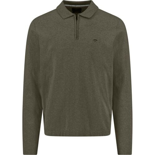 Fynch-Hatton Polo Zip Superflex Subtle Mélange Donker Khaki / male