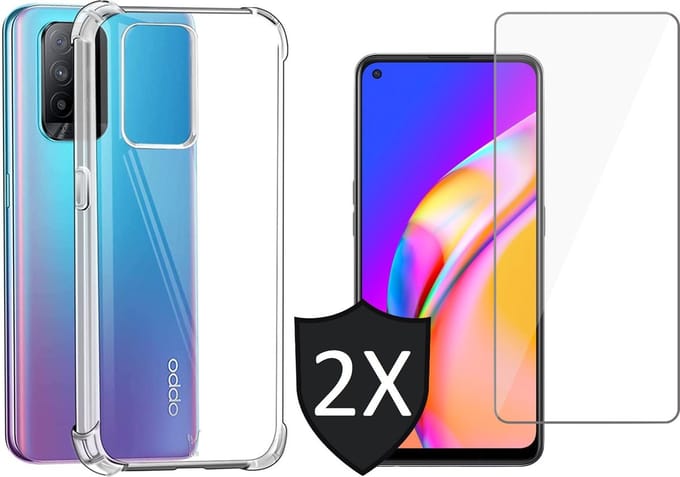 Hoesje geschikt voor Oppo A94 5G - Shock Proof Case - 2x Screenprotector Glas Screen Protector