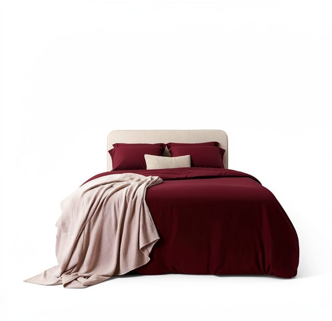 Coco & Cici - Eco Bamboe Sateen Dekbedovertrek Bordeaux - 140x220 + 1 kussensloop 60x70
