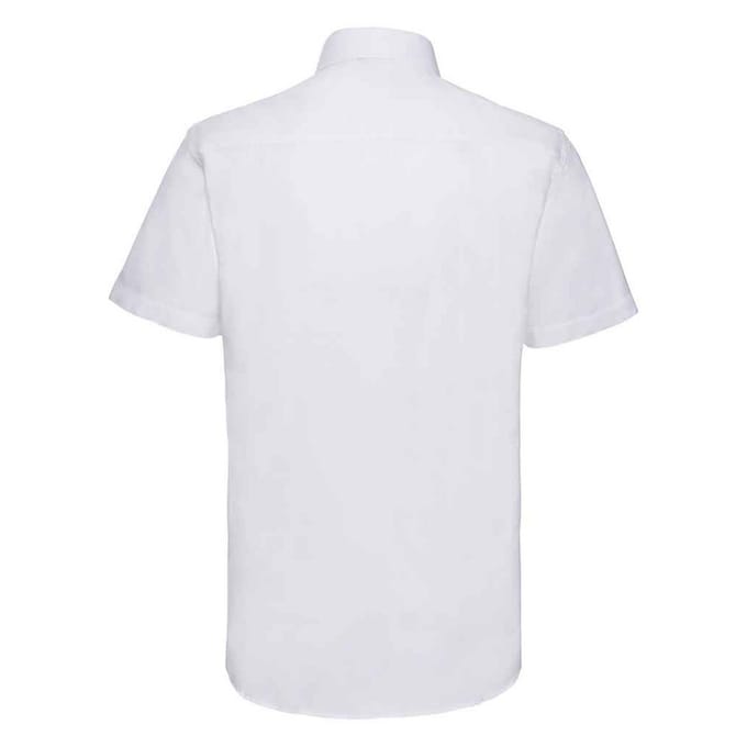 Russell Collection Heren Getailleerde Formele Overhemd met Korte Mouwen (Wit)