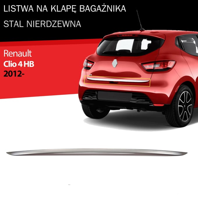 Achterklepbekleding, roestvrij staal, chroom, Renault Clio 4 HB 2012-