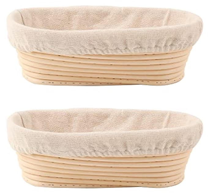 Set van 2 Ovale Banneton 10 inch Brooddeeg Mand voor Proeven en Rijzen