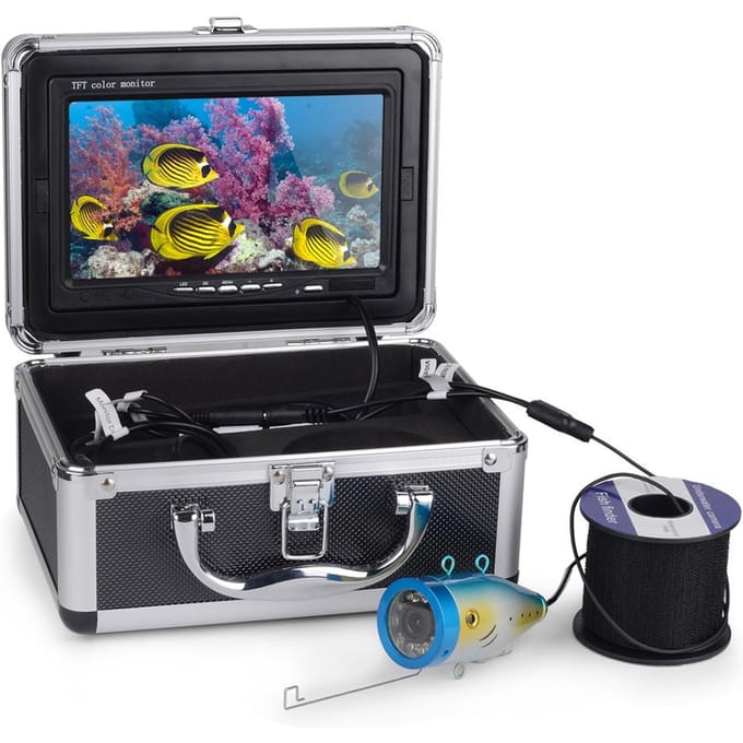 Onderwaterviscamera Visserijcamera met 7  kleuren LCD-monitor IP68 waterdicht onderwater US Plug zwart