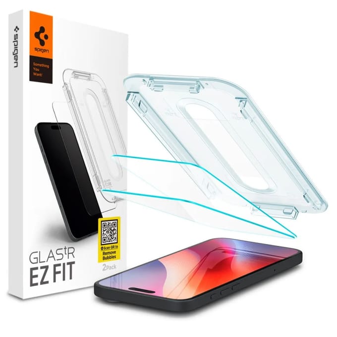 Spigen GLAStR EZ Fit Screenprotector 2 Pack + Applicator voor de Apple iPhone 16 / 15