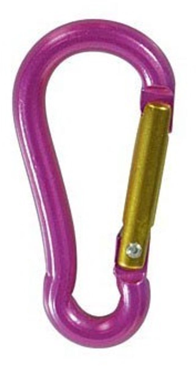 Karabijnhaak Brandweerman 8mm aluminium roze