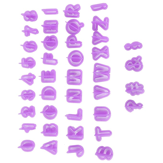40 Pièces Moule à Biscuits DIY Alphabet Numéro Coupe-Biscuits Chocolat Moule Accessoire de Pâtisserie purple