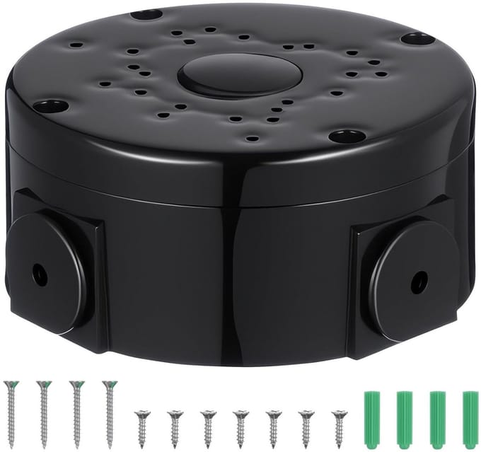 Camera Junction Box - Wandmontage Behuizing voor Camera Kabels, Zwart, Waterdicht en Duurzaam