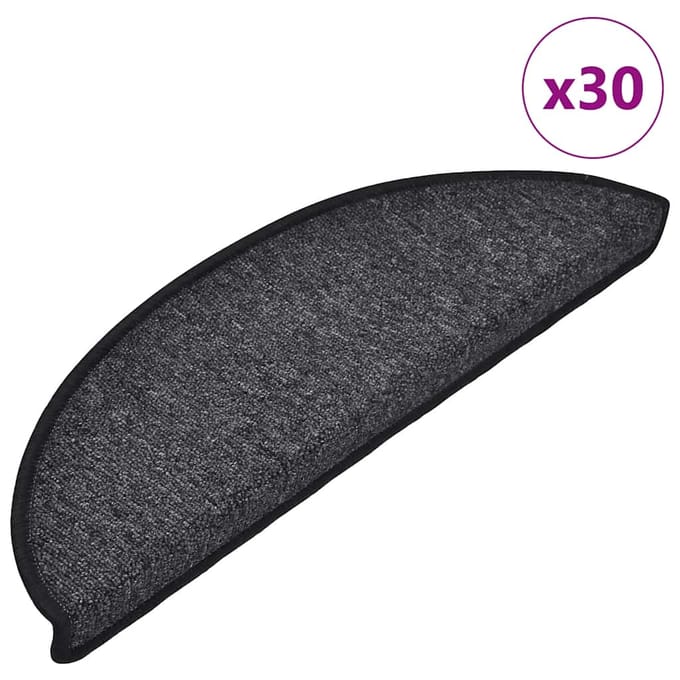 vidaXL - Trapmatten - 30 - st - 56x17x3 - cm - Antraciet - Halfrond