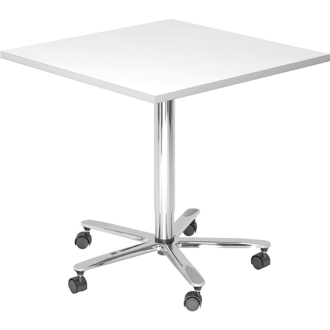 BISTRO 88Q C - Systeem conferentietafel Wit 80 x 80 Chroom